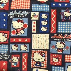 Hello kitty USA Red white and blue scrub top